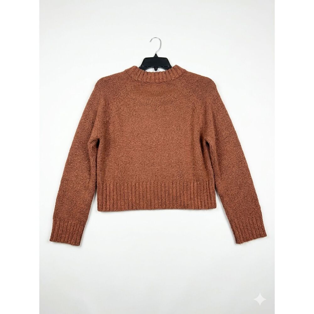 French Connection Rust Orange Cropped Ribbed Knit Sweater Medium - Picture 2 of 5